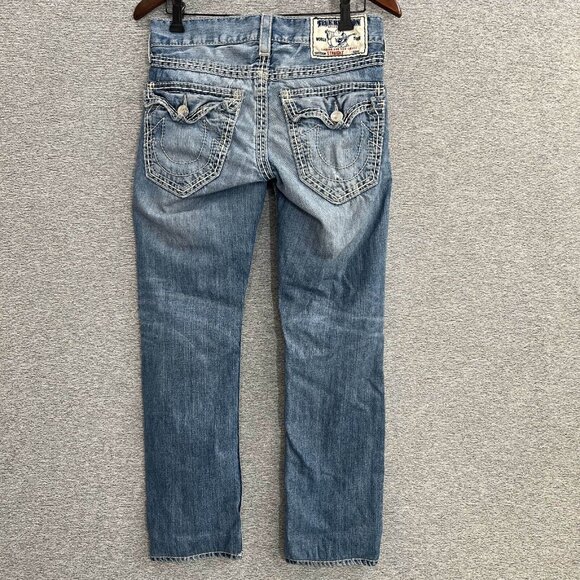 True Religion Jeans Women 27 Blue Light Wash 100% Cotton Low Rise USA Western - Picture 3 of 16